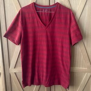 Banana Republic Men’s M Red Striped Short Sleeved  Vneck Tshirt